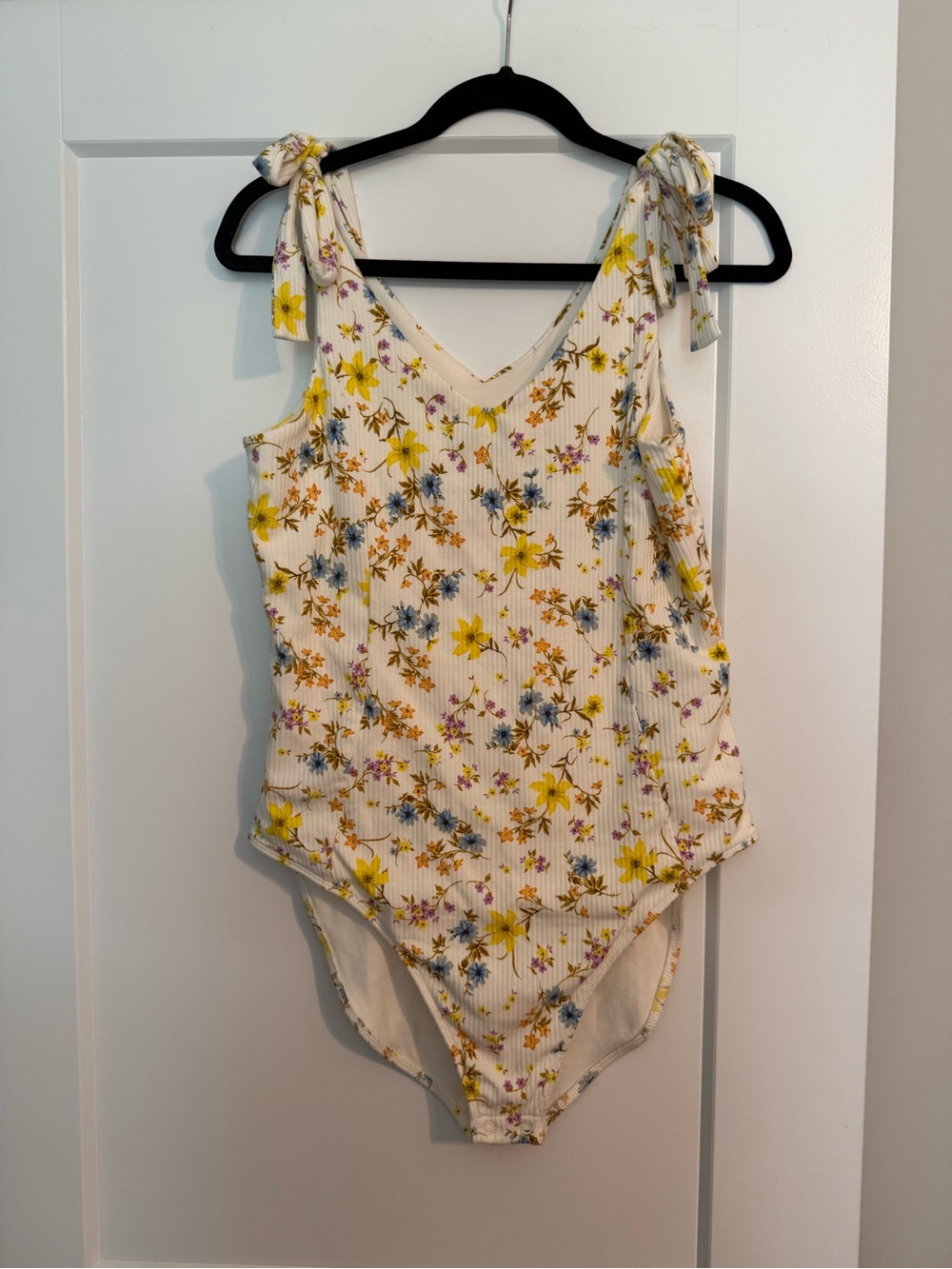 Old Navy Cream Floral V-Neck One-Piece